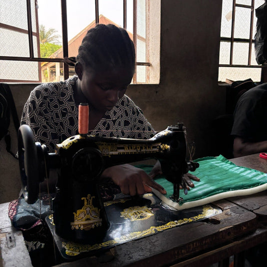 She got her first sewing machine.