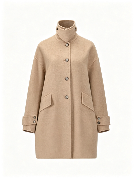 STAND-COLLAR WOOL COAT