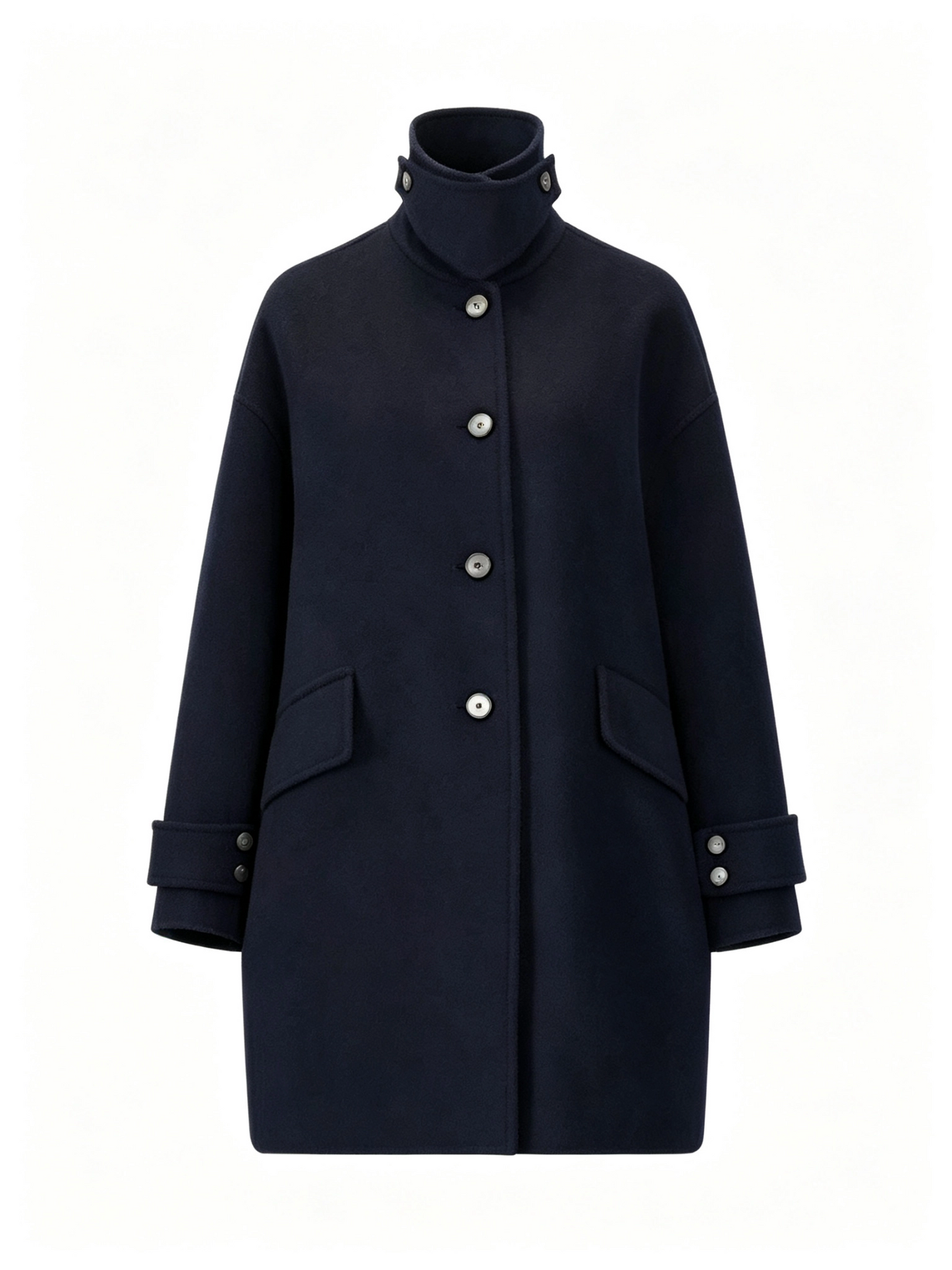 STAND-COLLAR WOOL COAT