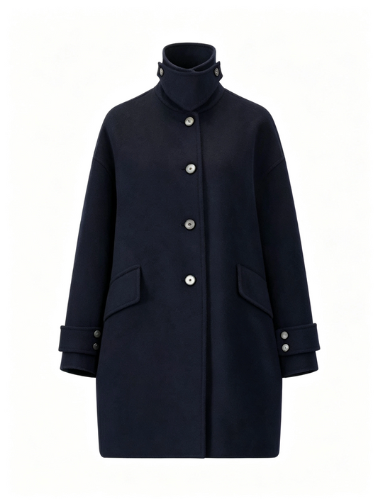 STAND-COLLAR WOOL COAT