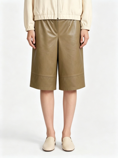 STRAIGHT LEATHER SHORT