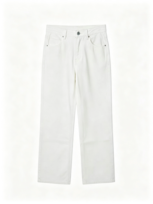 STRAIGHT FIT STRETCH DENIM PANTS