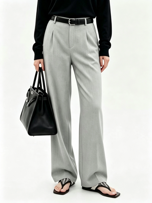 HIGH-WAIST WIDE-LEG TROUSERS WITH RAW EDGE