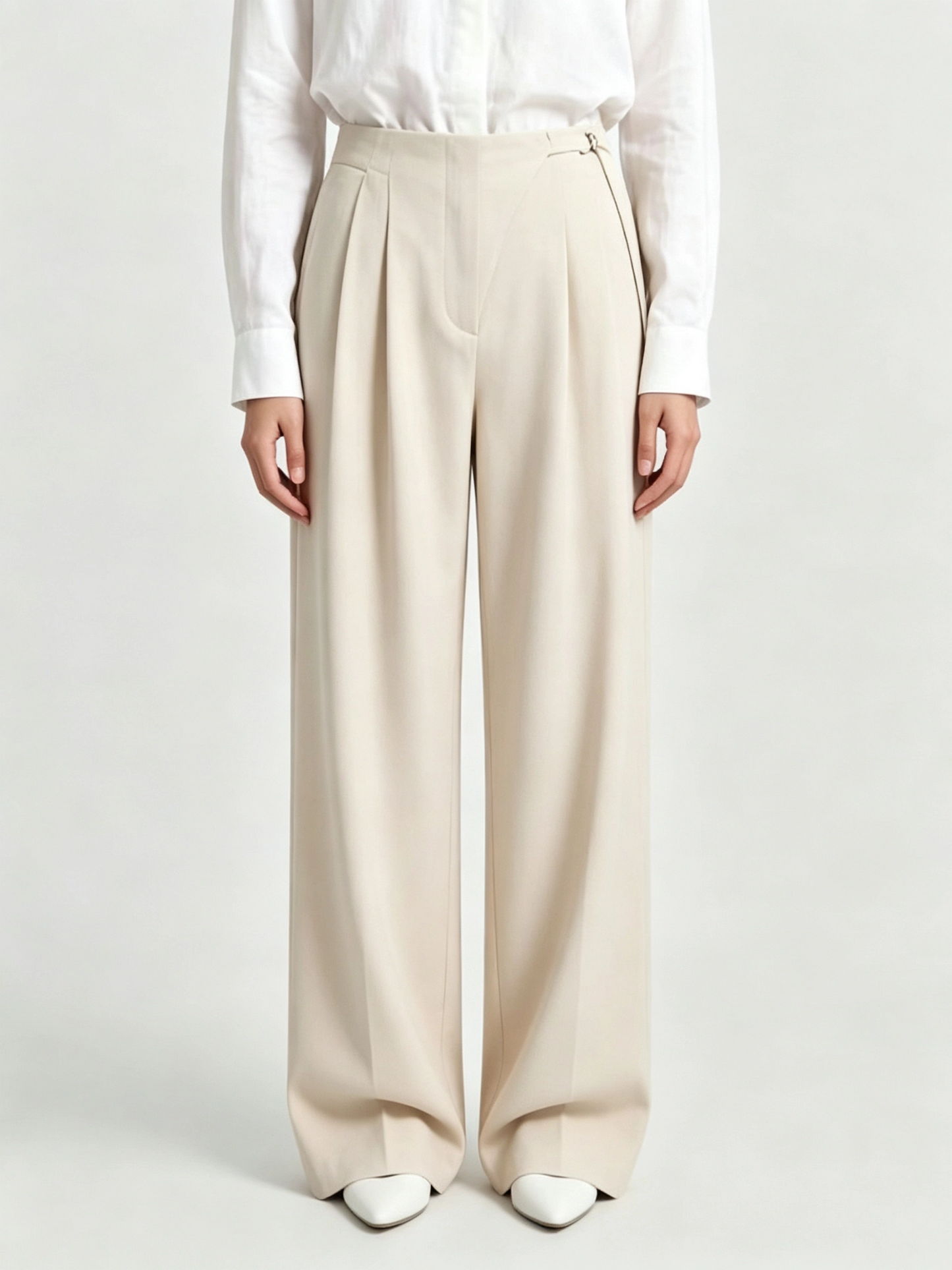 HIGH-WAIST PLEATED WIDE-LEG TROUSERS