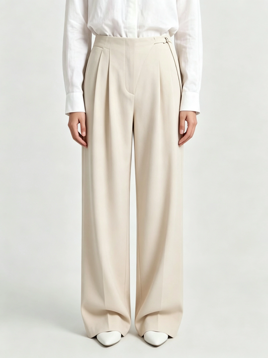 HIGH-WAIST PLEATED WIDE-LEG TROUSERS