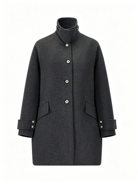 STAND-COLLAR WOOL COAT
