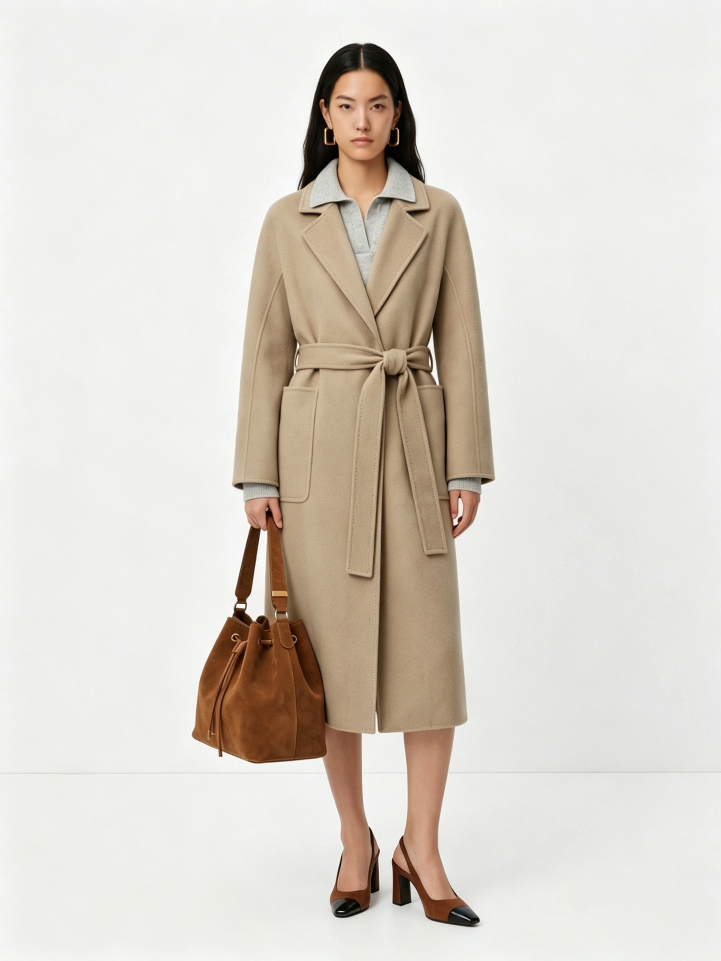LONG BELTED WOOL COAT