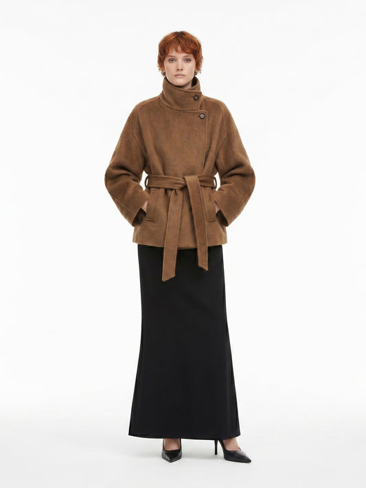 SHORT BELTED WOOL COAT