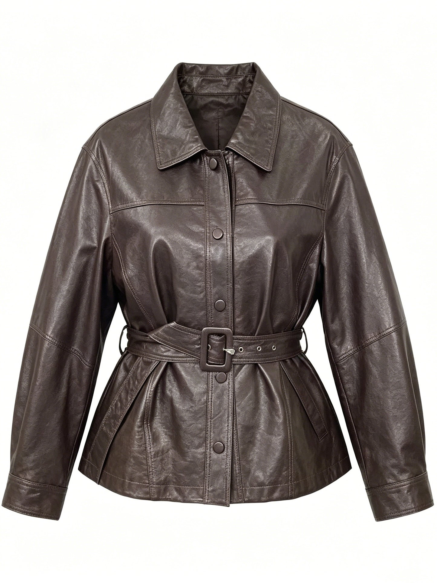 STAND COLLAR SHORT LEATHER JACKET