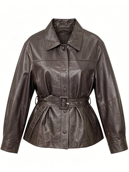 STAND COLLAR SHORT LEATHER JACKET