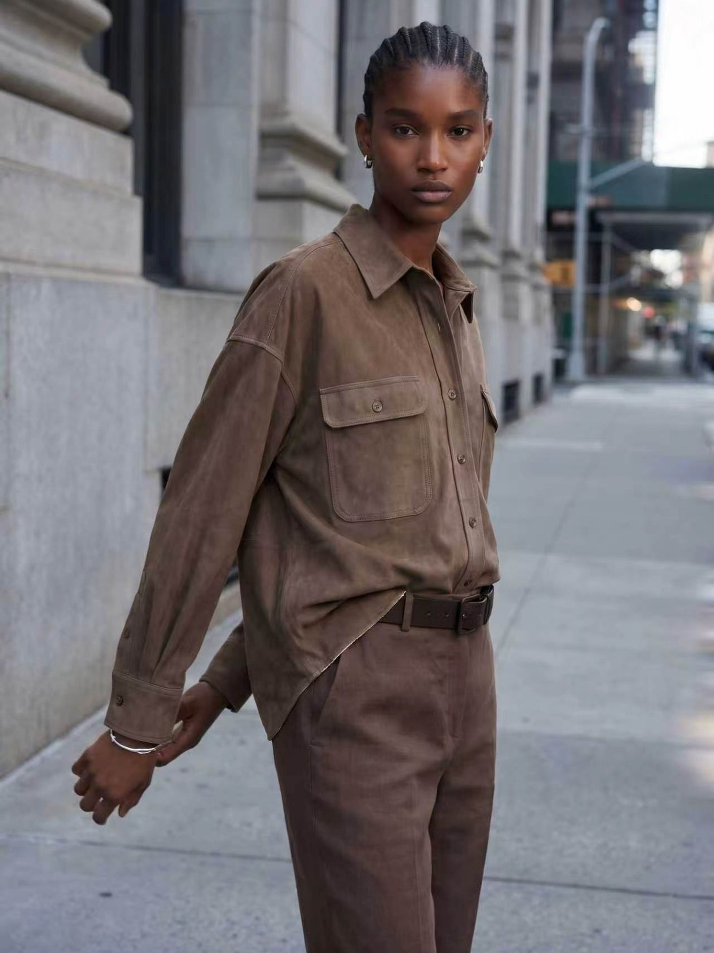 CARAMEL BROWN COLLARED SHIRT