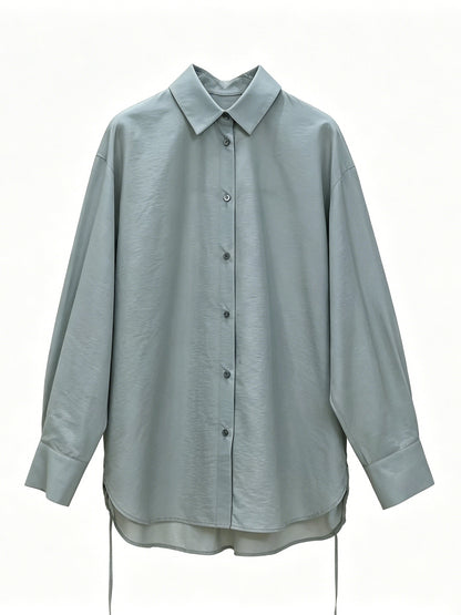MIST GREY OVERSIZED LONG SLEEVE SHIRT