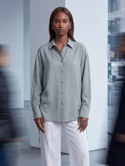 MIST GREY OVERSIZED LONG SLEEVE SHIRT