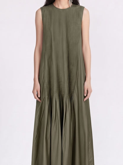 OLIVE GREEN TEXTURED SLEEVELESS JUMPSUIT
