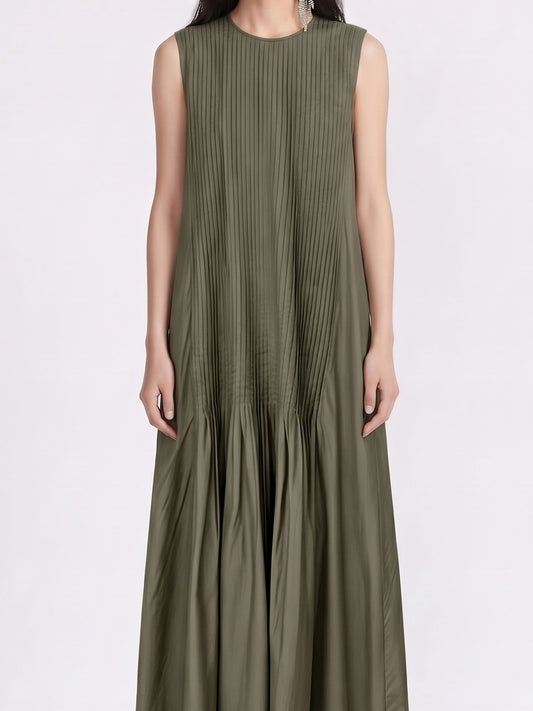 OLIVE GREEN TEXTURED SLEEVELESS JUMPSUIT