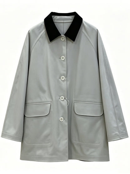 COLOR BLOCK TRENCH COAT