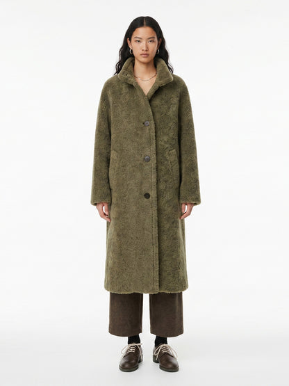 LONG FLUFFY WOOL COAT