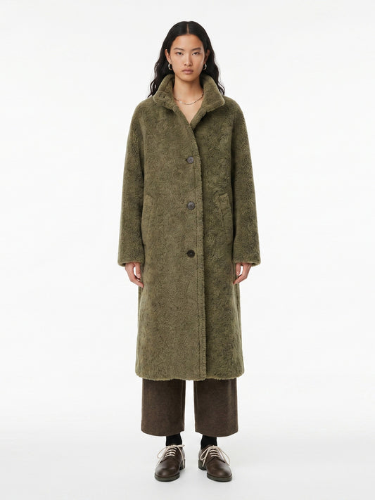 LONG FLUFFY WOOL COAT