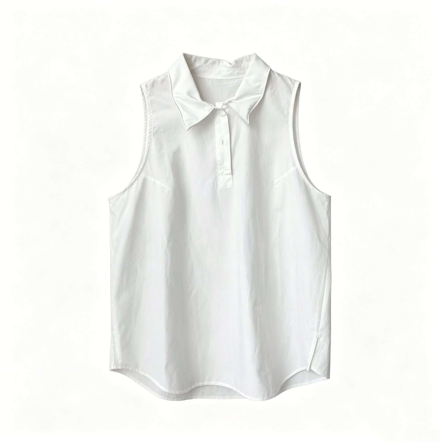 COLLARED TIE-WAIST SLEEVELESS BLOUSE