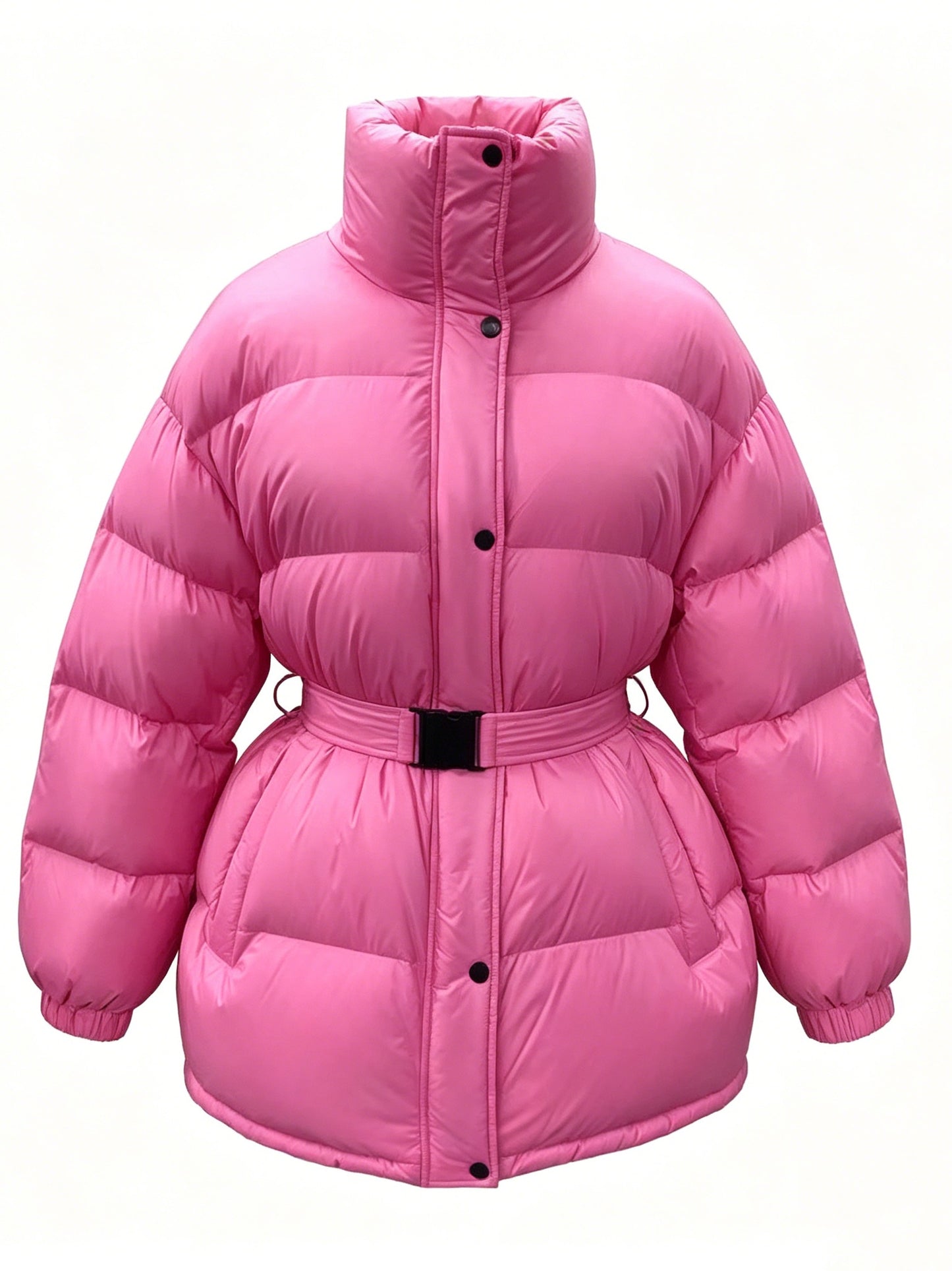 STAND COLLAR BELTED DOWN JACKET