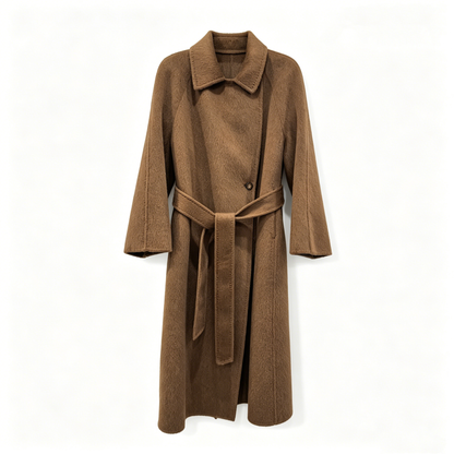 LONG BELTED CAMEL COAT