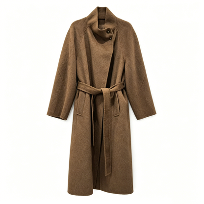 LONG BELTED CAMEL COAT