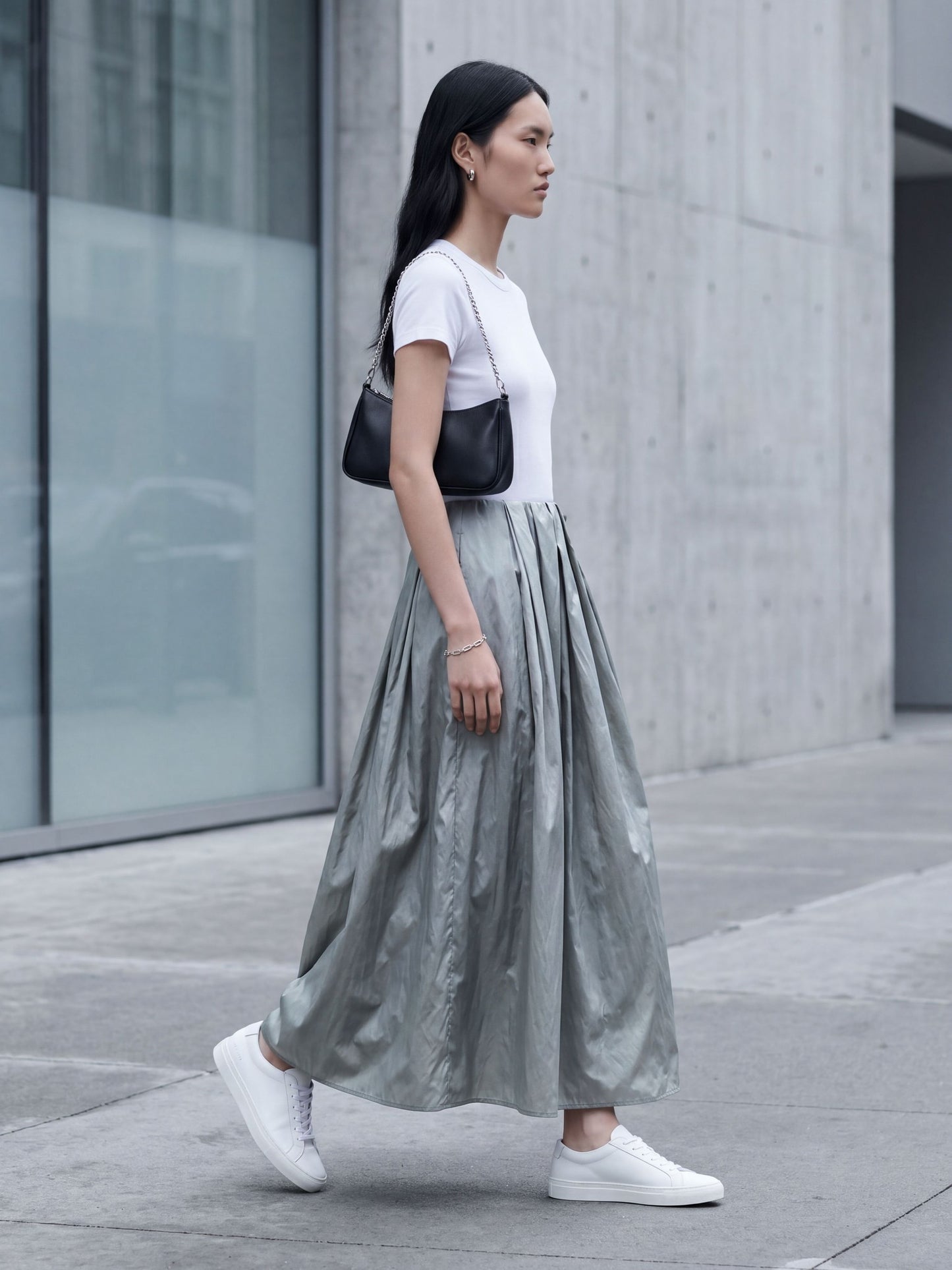 MIST GREY STRAIGHT SKIRT