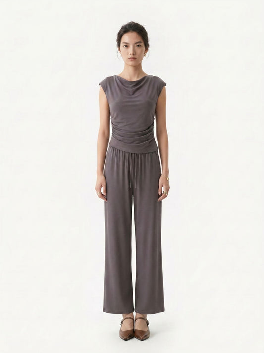 SLEEVELESS TOP & STRAIGHT PANTS SET