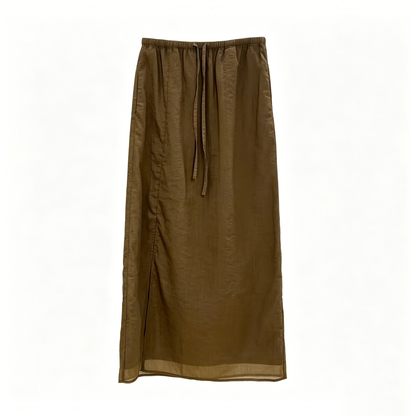 KHAKI BROWN HIGH WAIST SKIRT