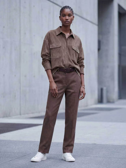 CARAMEL BROWN COLLARED SHIRT