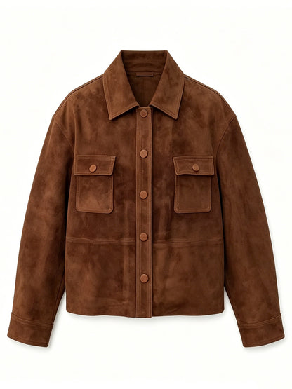 LAPEL SHORT LEATHER JACKET