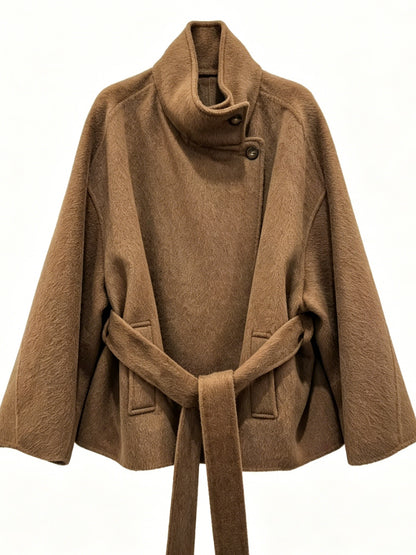 SHORT BELTED WOOL COAT