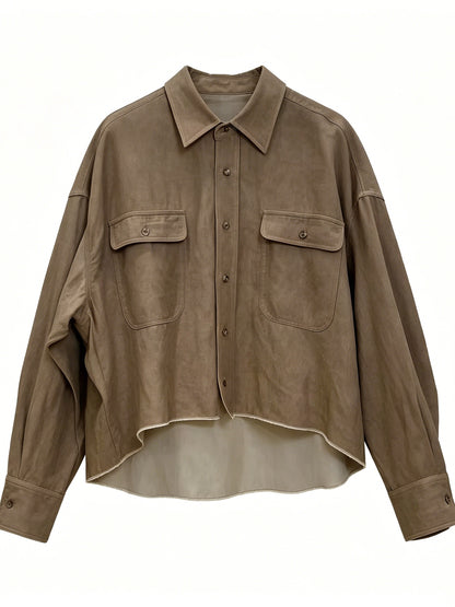 CARAMEL BROWN COLLARED SHIRT