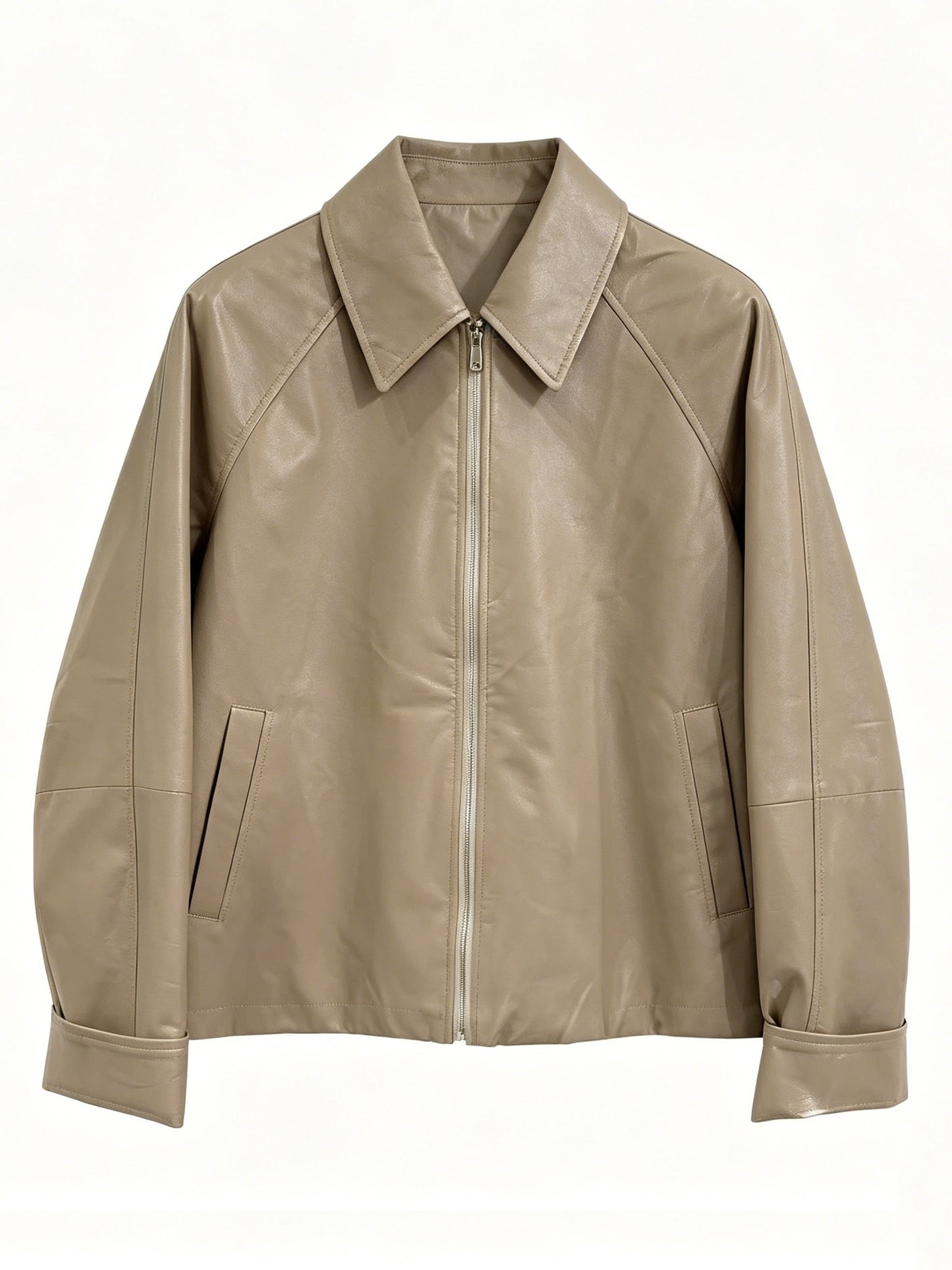 LAPEL ZIP SHORT LEATHER JACKET