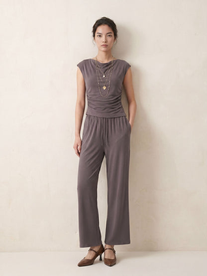SLEEVELESS TOP & STRAIGHT PANTS SET