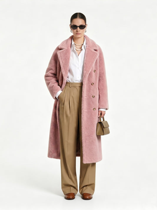 DOUBLE-BREASTED LONG WOOL COAT
