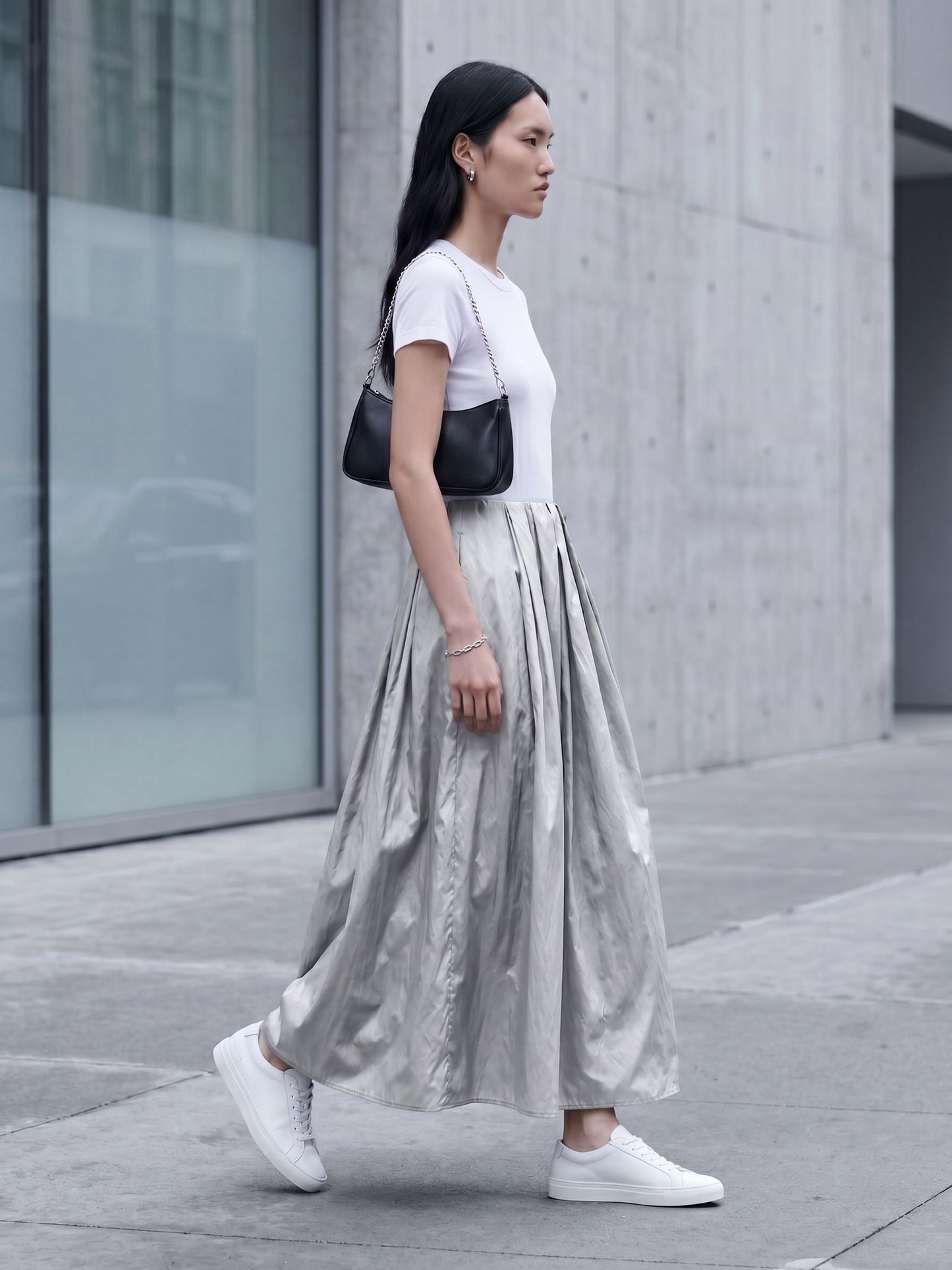 MIST GREY STRAIGHT SKIRT