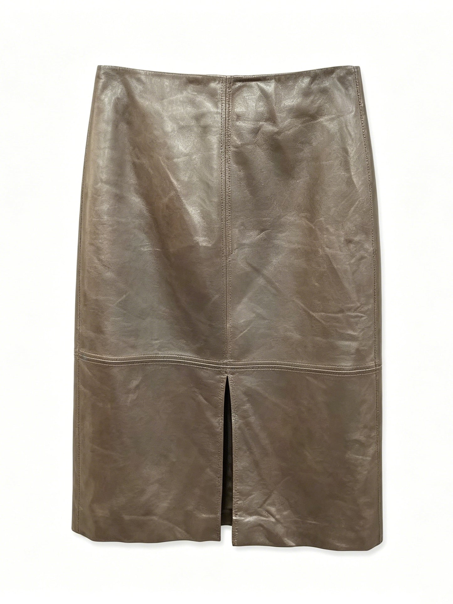 SPLIT STRAIGHT LEATHER SKIRT