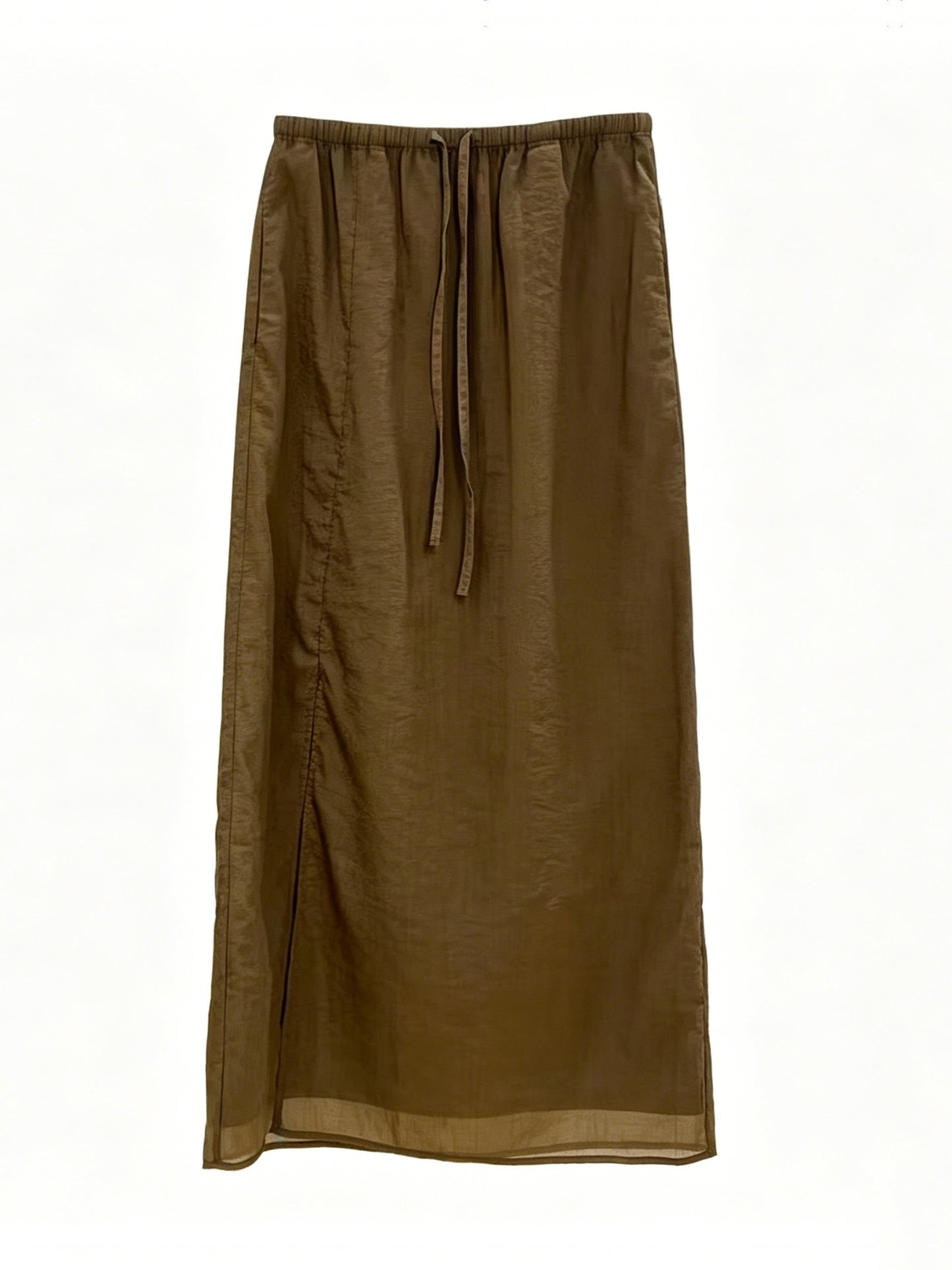 KHAKI BROWN HIGH WAIST SKIRT