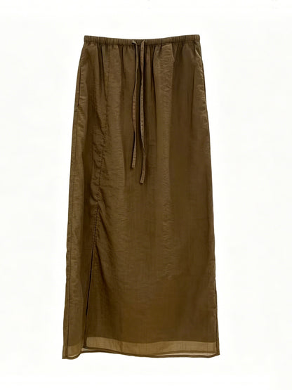 KHAKI BROWN HIGH WAIST SKIRT