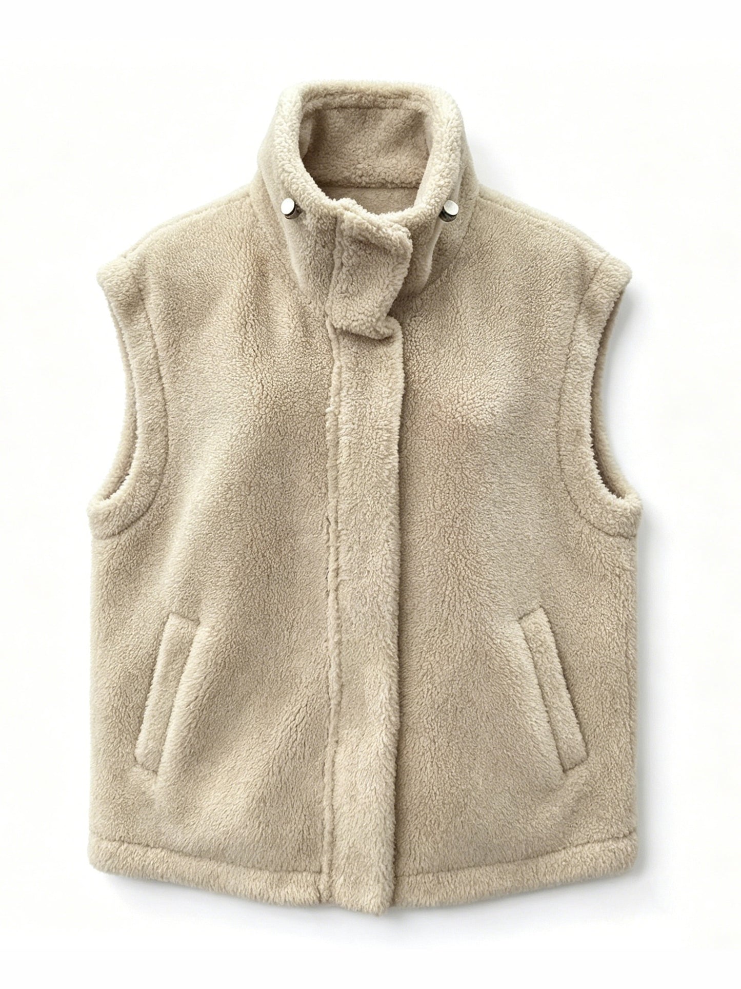 STAND COLLAR FLUFFY WAISTCOAT