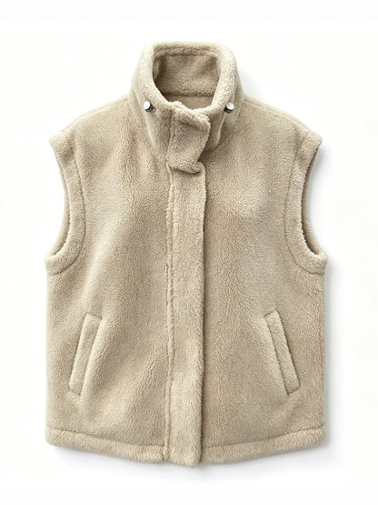 STAND COLLAR FLUFFY WAISTCOAT