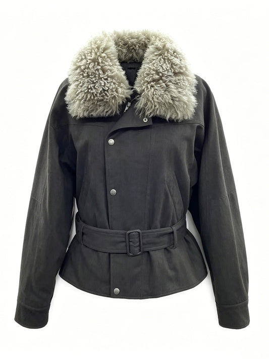 DOWN COAT WITH FUR COLLAR